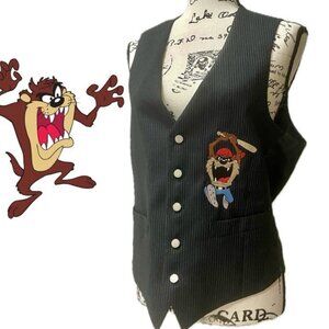 VINTAGE 1992 LOONEY TUNES BLAZER VEST TAZMANIA DEVIL Sz S KAWAII COLLECTIBLE